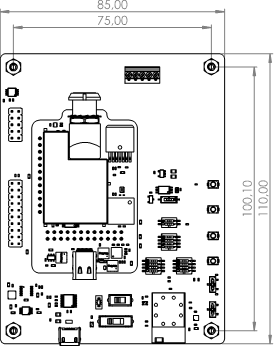 EmStat4M Development Board Dimensions