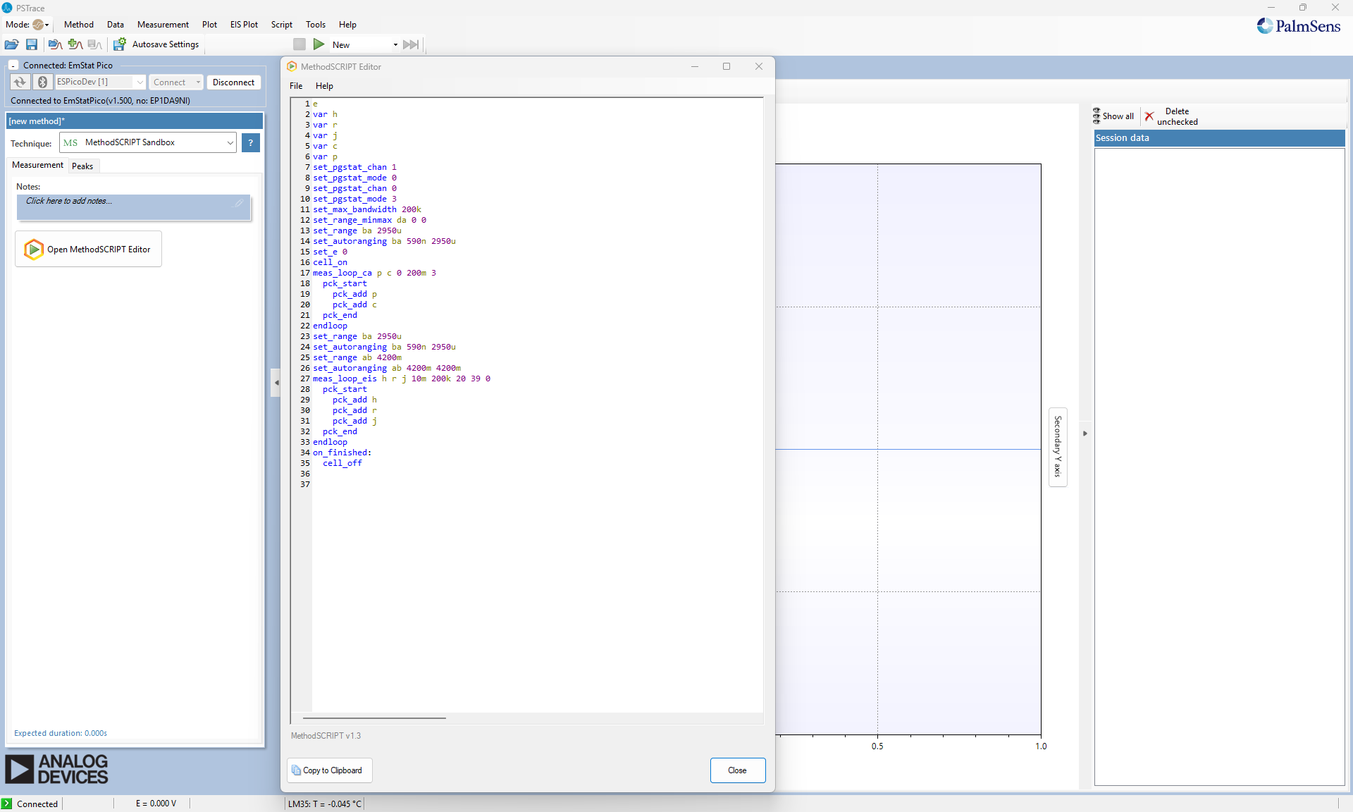PSTrace MethodSCRIPT editor