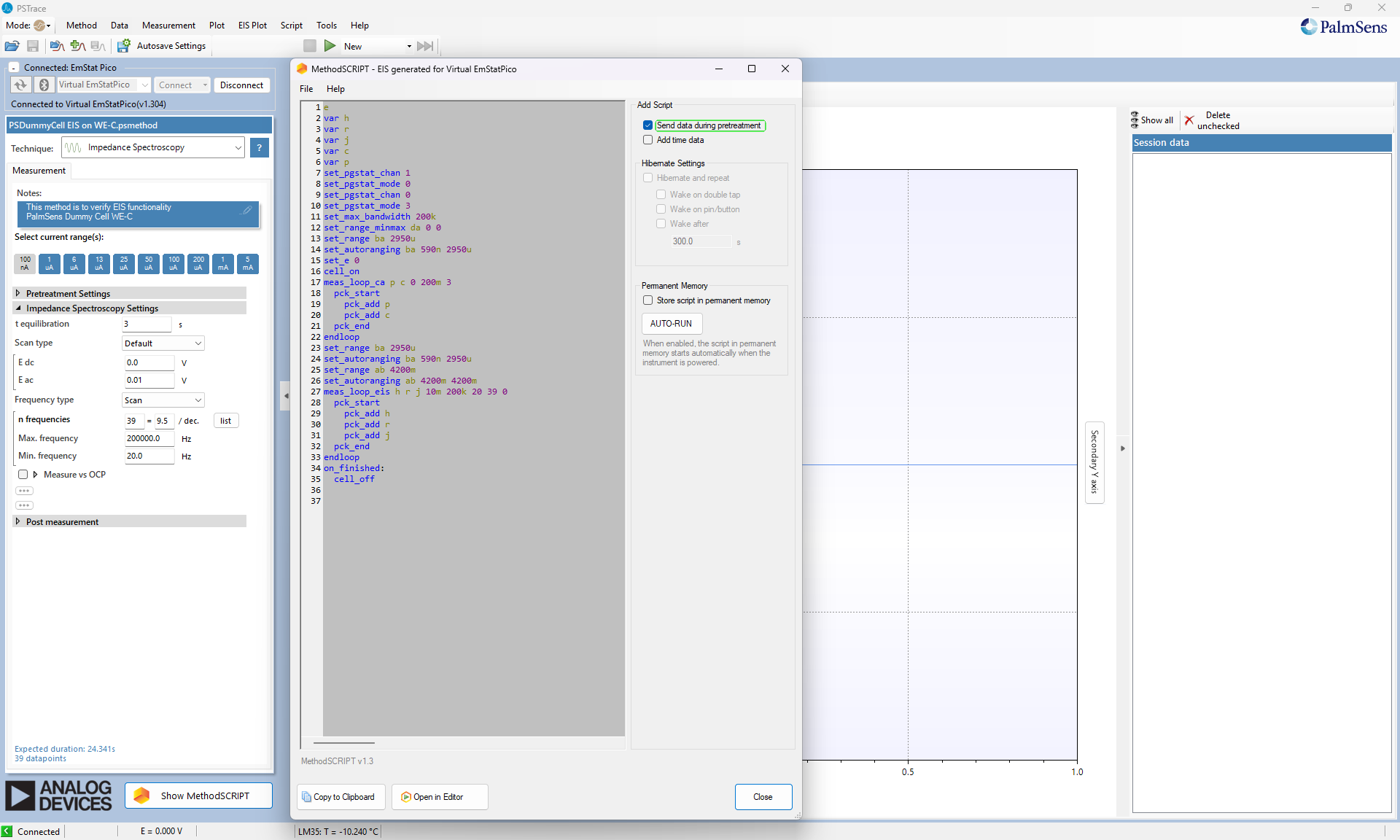 MethodSCRIPT generated in PSTrace