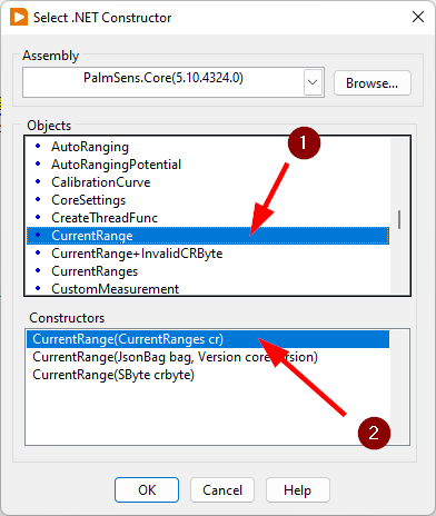 Select CurrentRange constructor