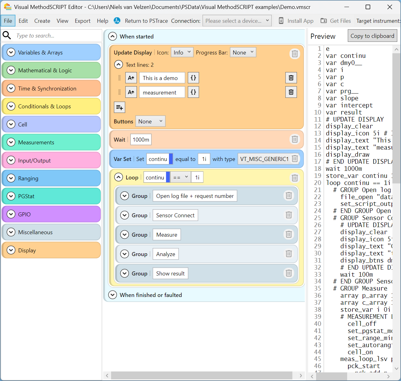 Visual MethodSCRIPT Editor 1